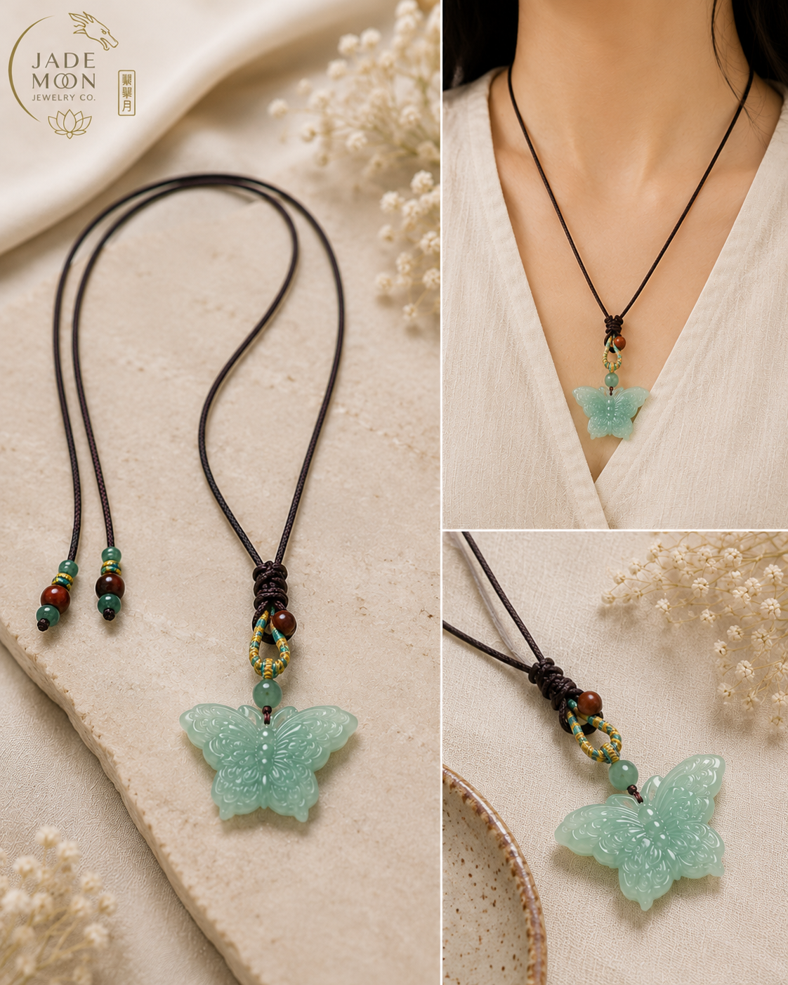 Jade Large Butterfly Necklace