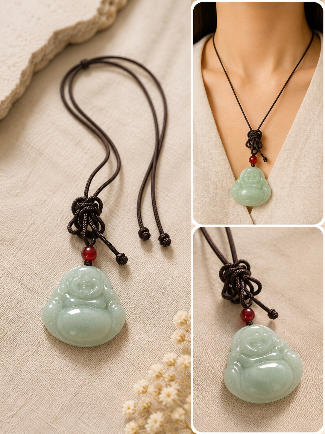 Jade White Buddha Necklace