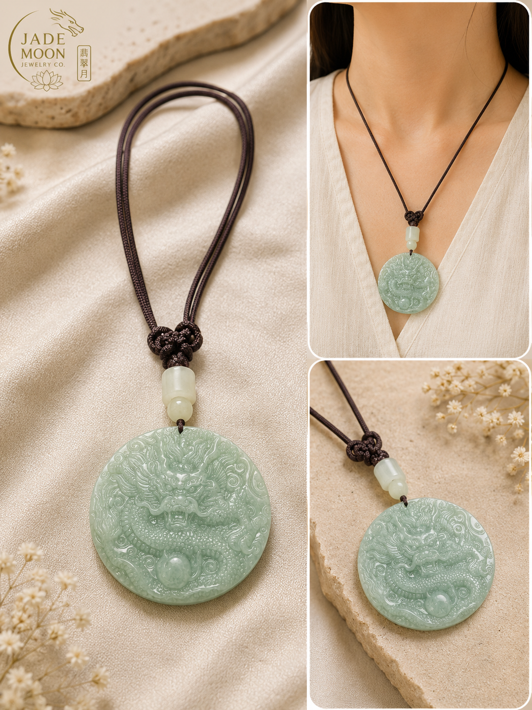 Jade Large Carved Dragon Necklace