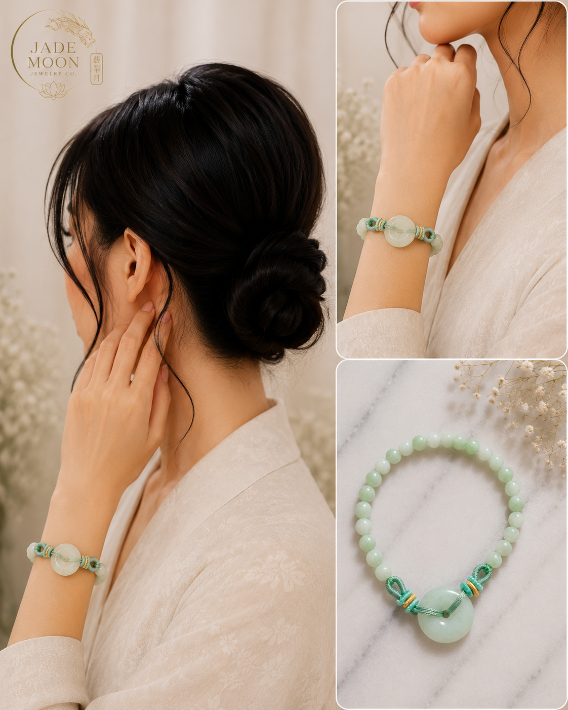 Jade Light Green Peace Buckle Bracelet